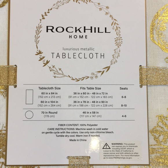 Metallic Pumpkin Harvest Fall Rectangular Tablecloth 60” X 84” sparkle gold NWT - Picture 8 of 16